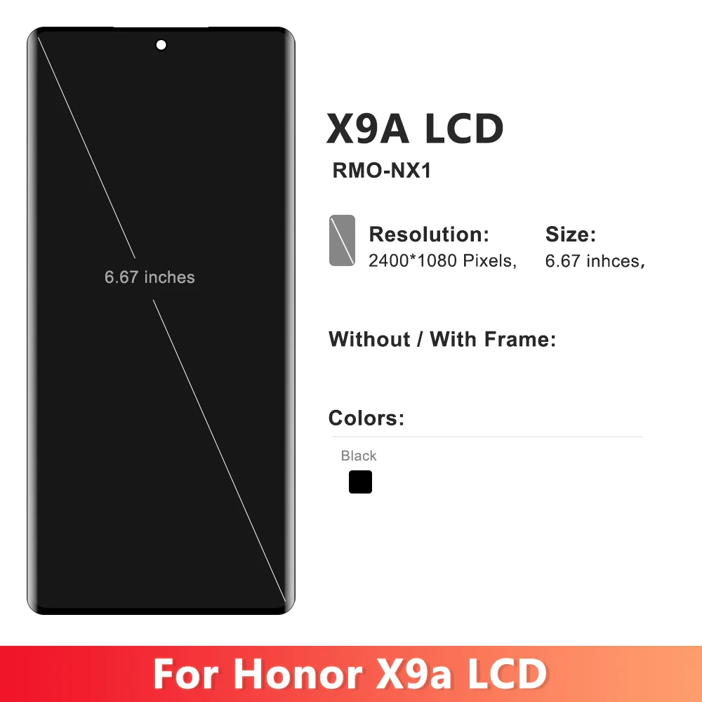 For Honor X9a LCD Display Screen 10 Touch Digitizer Assembly Parts For HonorX9a Display RMO-NX1 With Frame