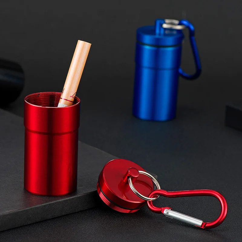 Mini Portable Pocket Ashtray with Lid Metal Storage Case Windproof Cigarettes Ashtray with Keychain Ash Holder for Outdoor