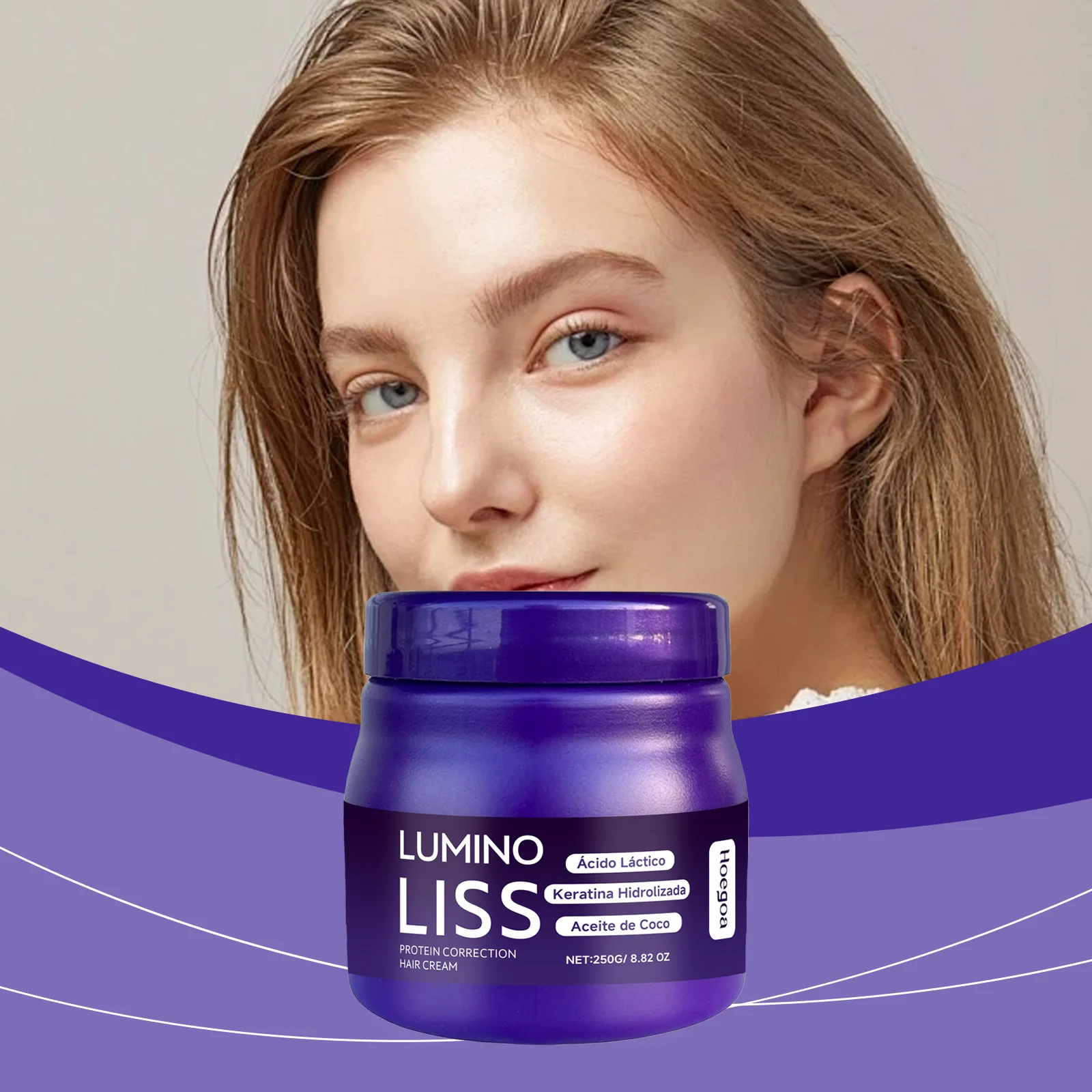 

Hoegoa 250g Hair Straightening Care Cream Keratin Nourishing Dry Improve Frizz Curly Hair Collagen Magical Hair Straighten Cream