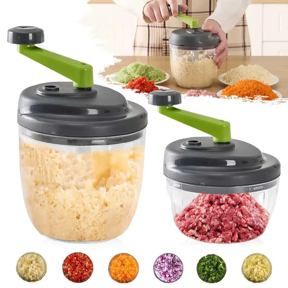 1szt 520/900ML Ręczna maszynka do mielenia mięsa Rozdrabniacz do czosnku Obrotowa prasa do czosnku Rozdrabniacz do warzyw Krajalnica do cebuli Akcesoria kuchenne do gotowania — zdjęcie 2