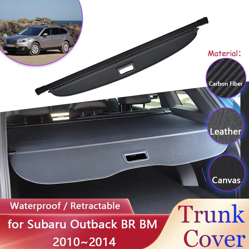 Car Trunk Curtain for Subaru Outback BR BM 2010~2014 Waterproof Retractable Luggage Rack Cargo Pad Partition Covers Accessories