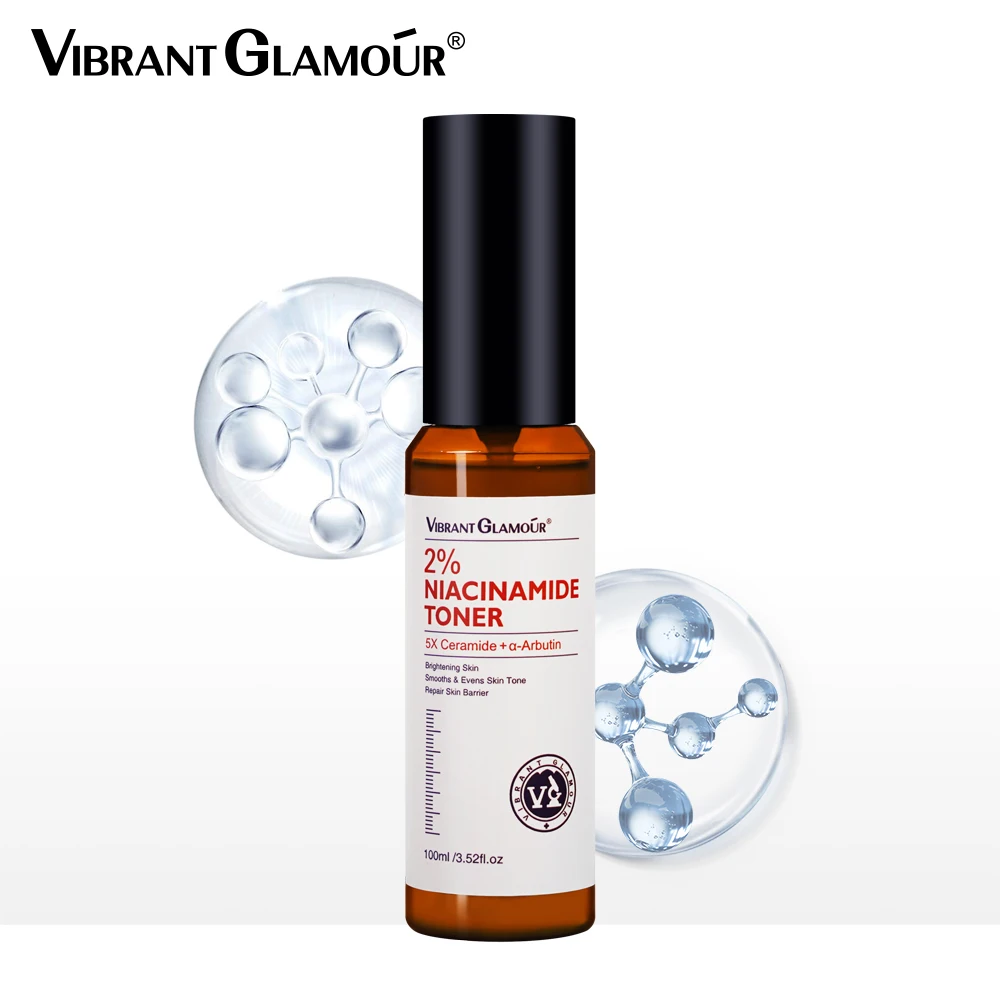 VIBRANT GLAMOUR 2% Niacinamide 5X Ceramide α-ArbutinToner Inhibit Melanin Quickly Brighten Improve Dull and Rough Skin 100ml