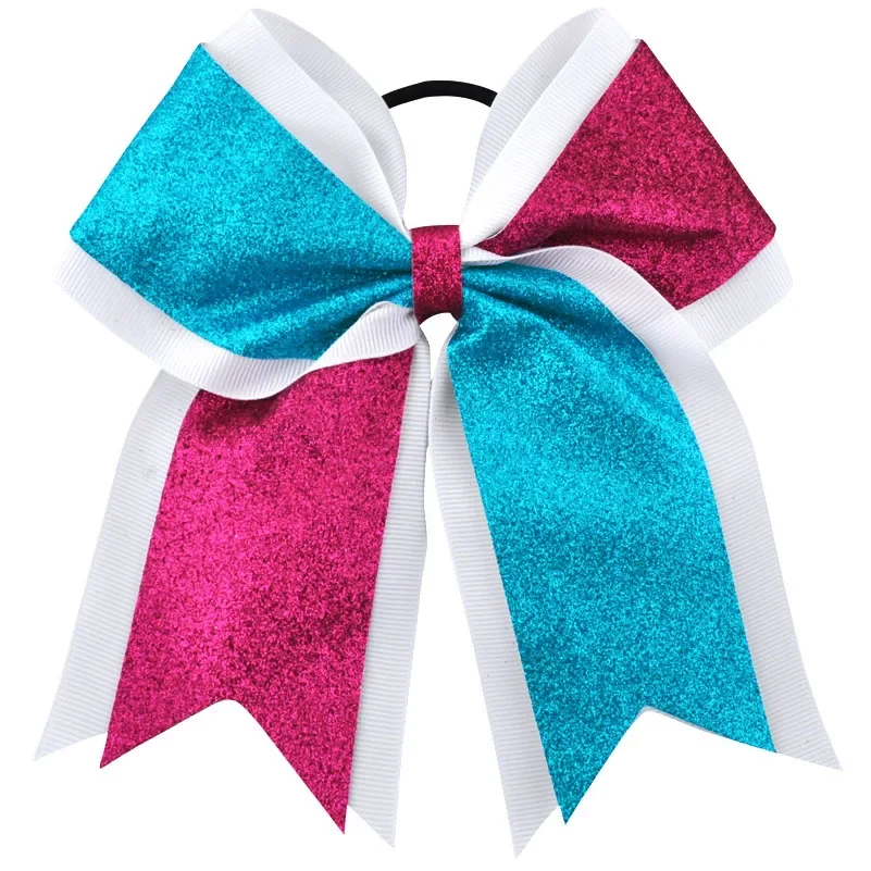 7 Cal brokat Bling duże cheerleaderek łuki Bowknot elastyczna opaska do włosów dla dzieci dziewczyny dzieci łuk akcesoria do włosów Boutique — zdjęcie 2