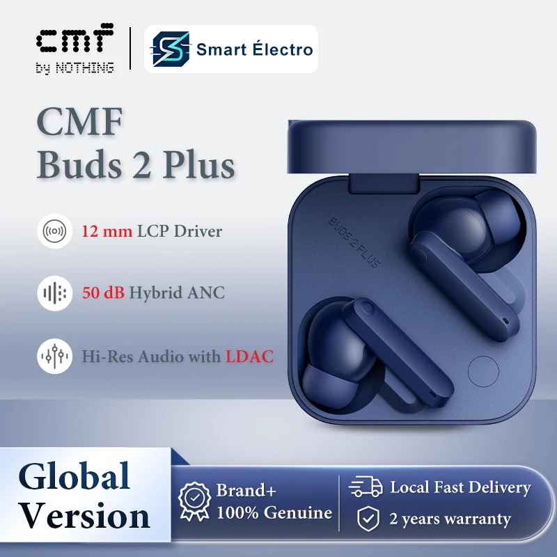 CMF Buds 2 Plus TWS oordopjes, actieve ruisonderdrukking 50dB, audio LDAC Hi-Res, lange batterijduur met snelladen, Bluetooth 5.4 IP55