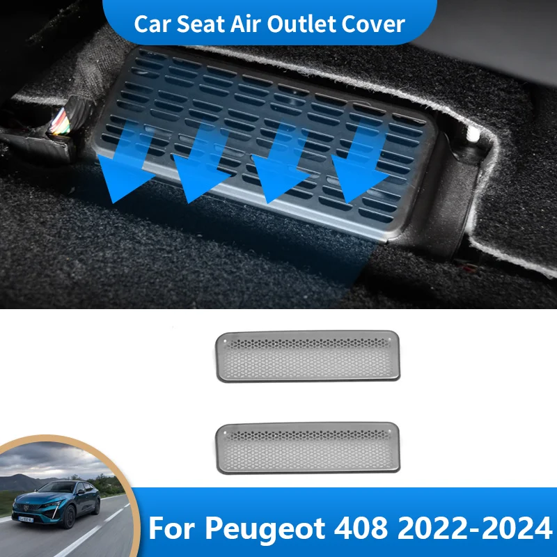 

for Peugeot 408 P54 2022 2023 Stainless Steel Car Air Outlet Trim Car Under Seat Floor Heater Air Conditioner Vent Outlet Cover