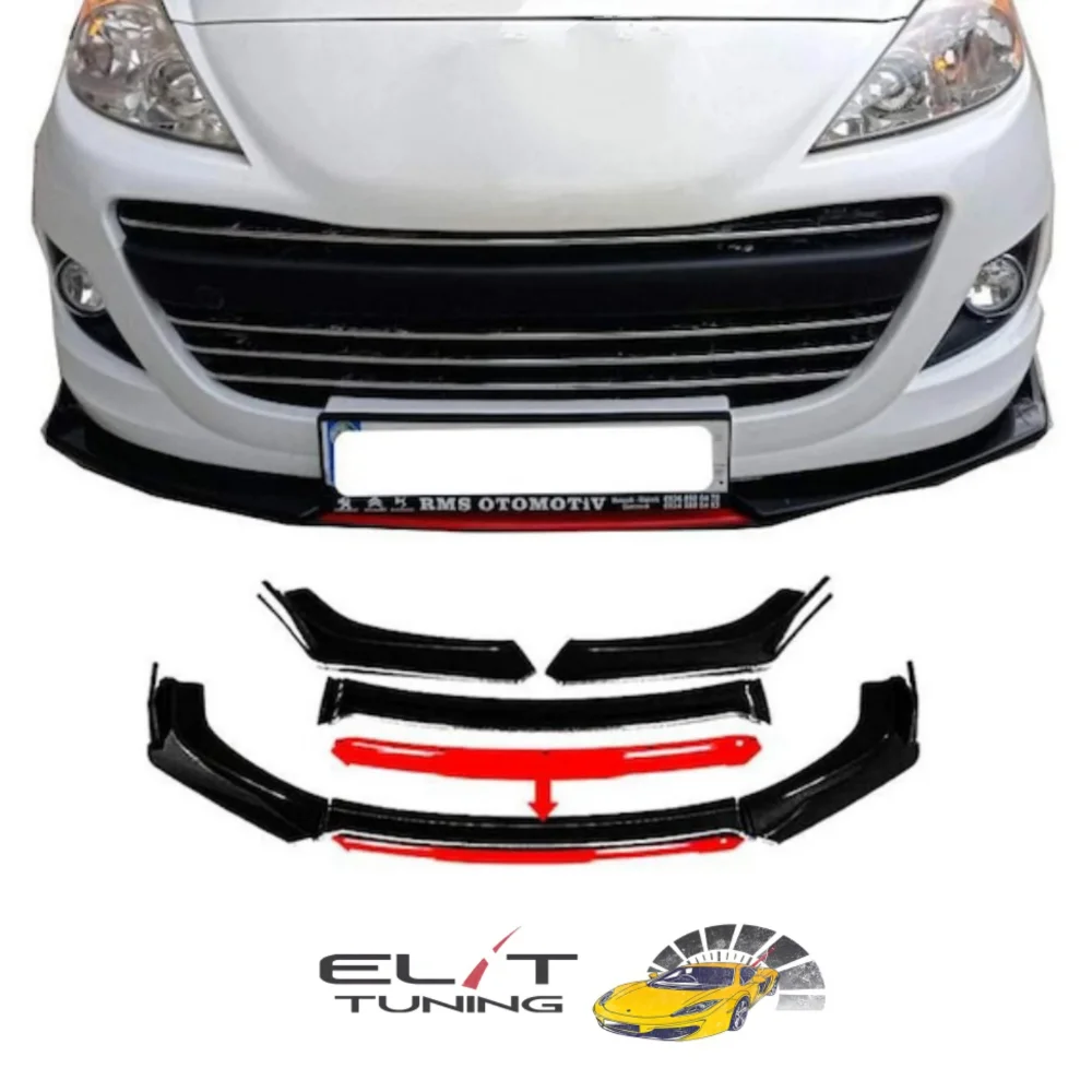 4 Piece Front Bumper Lip For Peugeot 207 Car Accessories Body Kit Five Color Options Modified Sport Exterior Parts Tuning