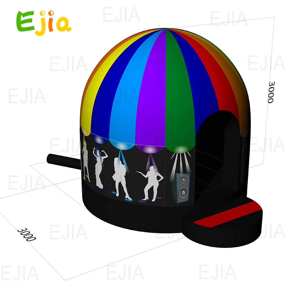 10ft/3m  PVC Inflatable Disco Dome Bounce House Jumping Castle Music  Dance Dome Tent  For Party Wedding Event with Disco lights