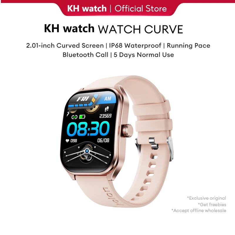 

KHwatch 2,01 "изогнутый экран умные мужские часы HD Bluetooth вызов спортивный фитнес-трекер женские часы водонепроницаемые умные часы