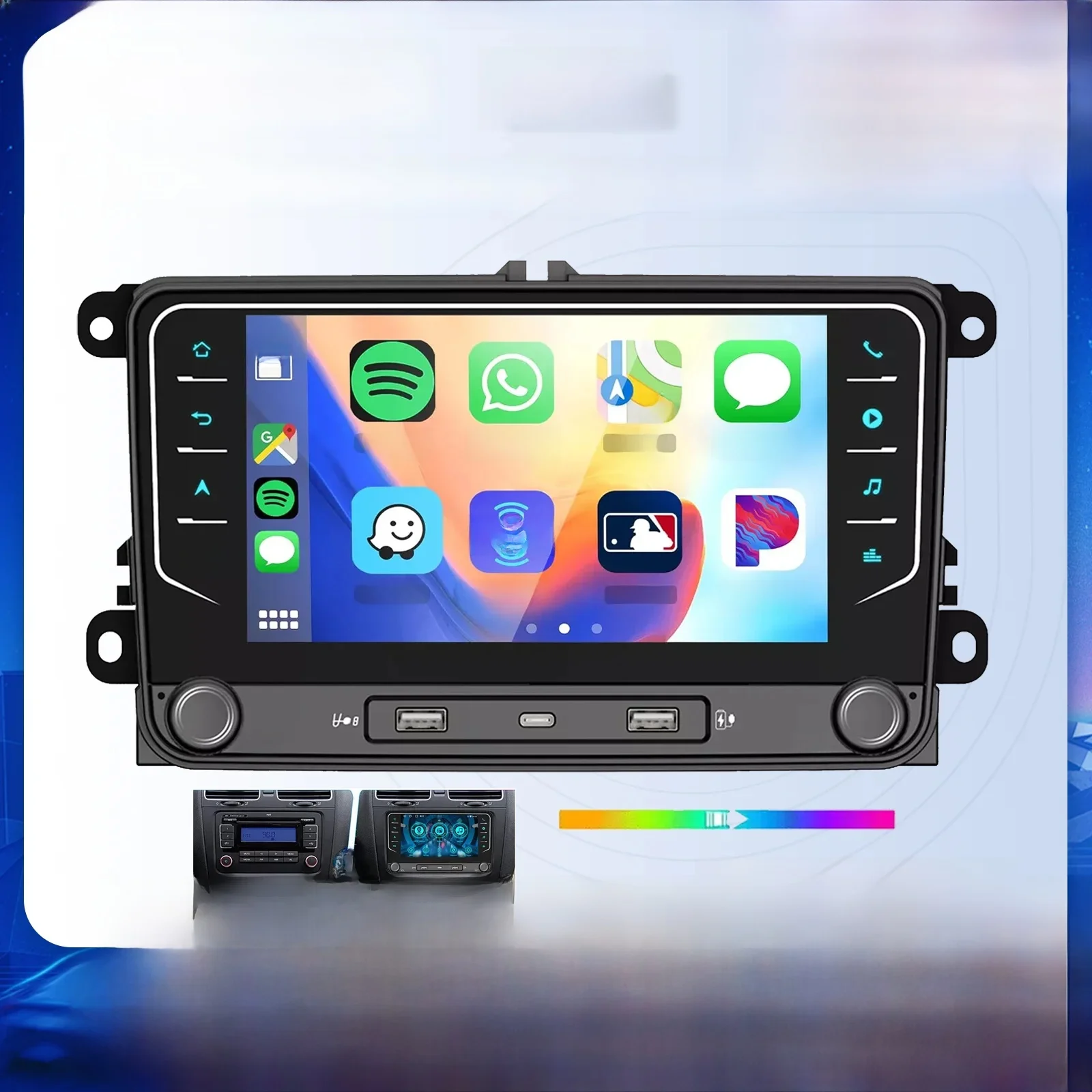 ESSGOO 7" Touchscreen Android 14 Autoradio Multimedia Speler 4+64G CarPlay Android Auto voor VW Golf 5 6 Plus Touran Caddy Jetta Passat Polo GPS Navigatie USB WiFi FM RDS AI Spraakbediening - afbeelding 2