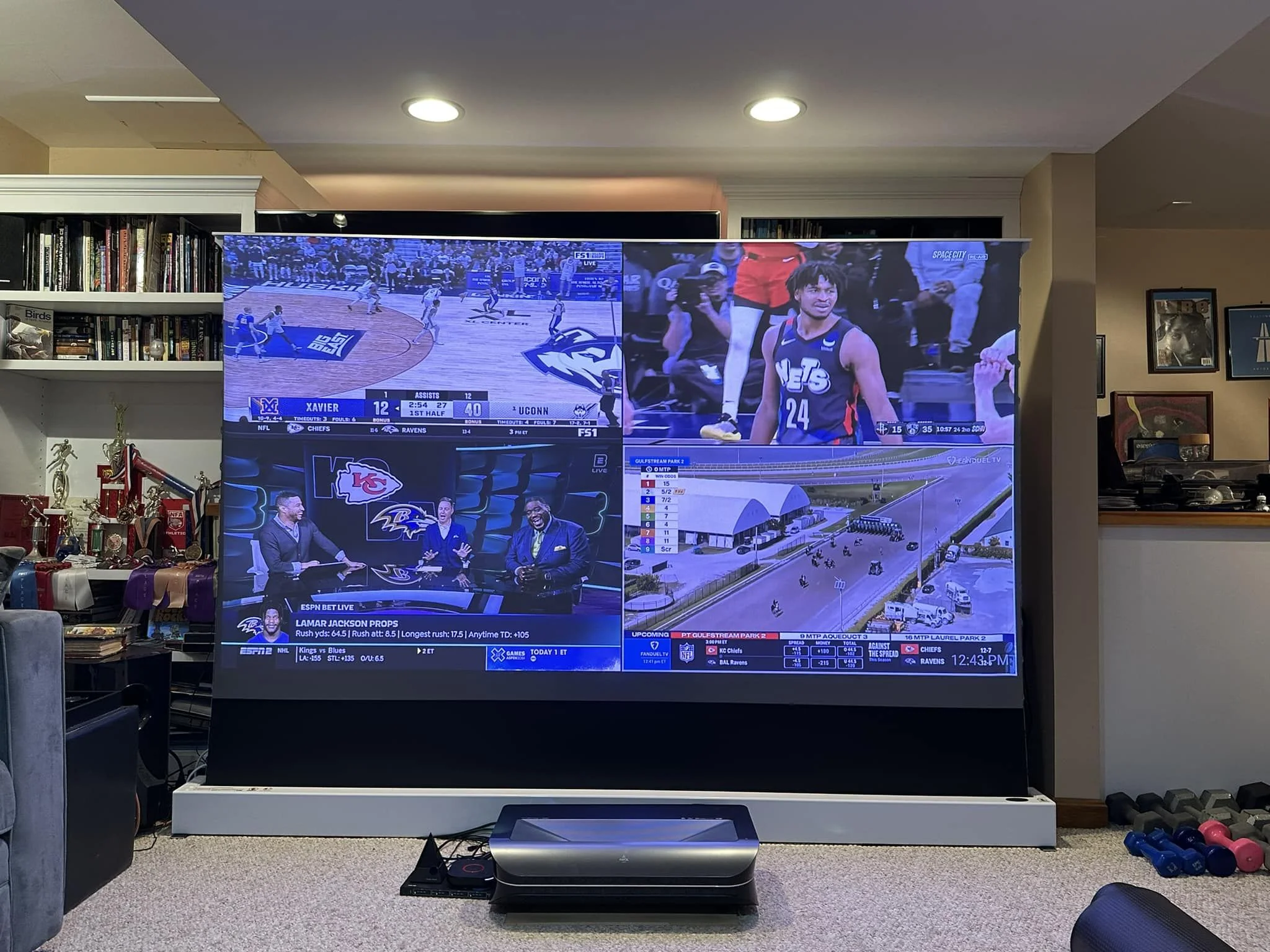 100'' 120''130 inch 4K ALR Electric Floor Rising Projector Screen 95% Light Rejection for 8K 3D HD Ultra-Short Throw Projector