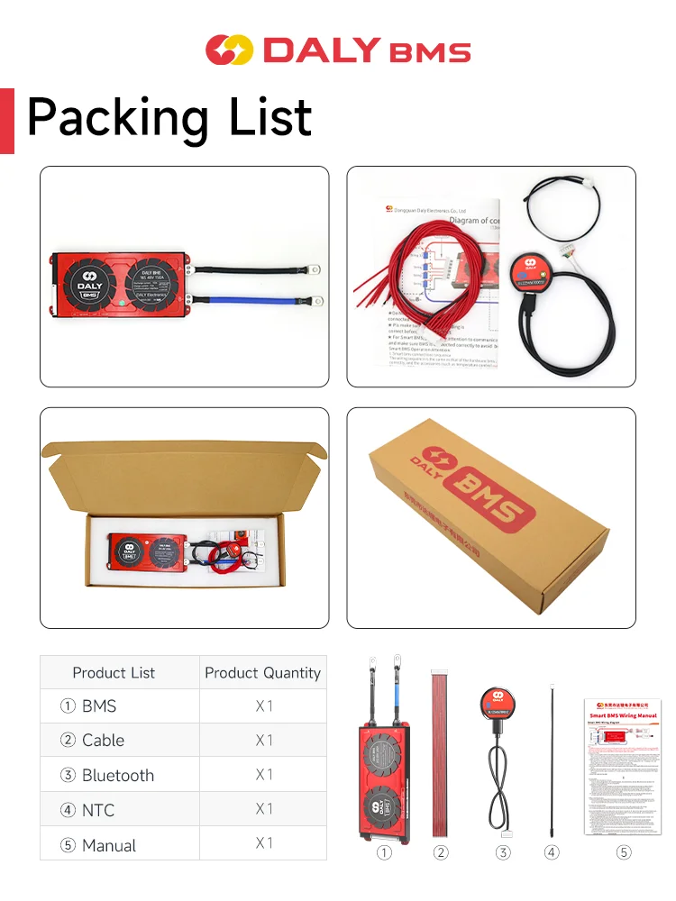 Daly Smart BMS LiFePO4 Li-lion 7S 8S 13S 14S 15S 16S 20S 24S 30A 40A 50A 60A 80A 100A 120A 150A 200A 250A 300A BMS with WIFI