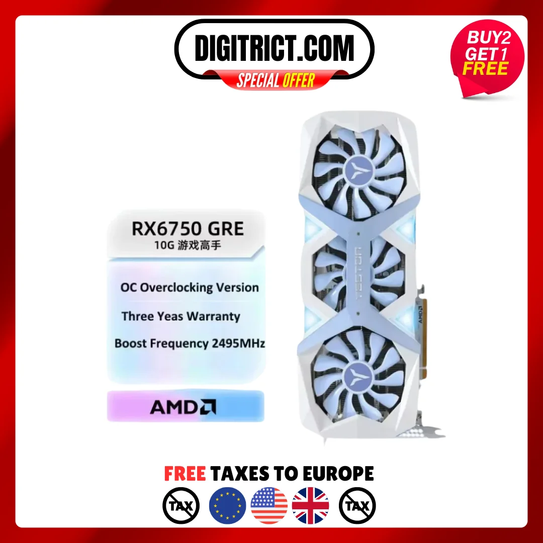 USED Yeston-AMD RX 6750GRE EAGLE 10G Three fan graphics card, Placa de vídeo,GDDR6, 192 bits, PCIe 4.0