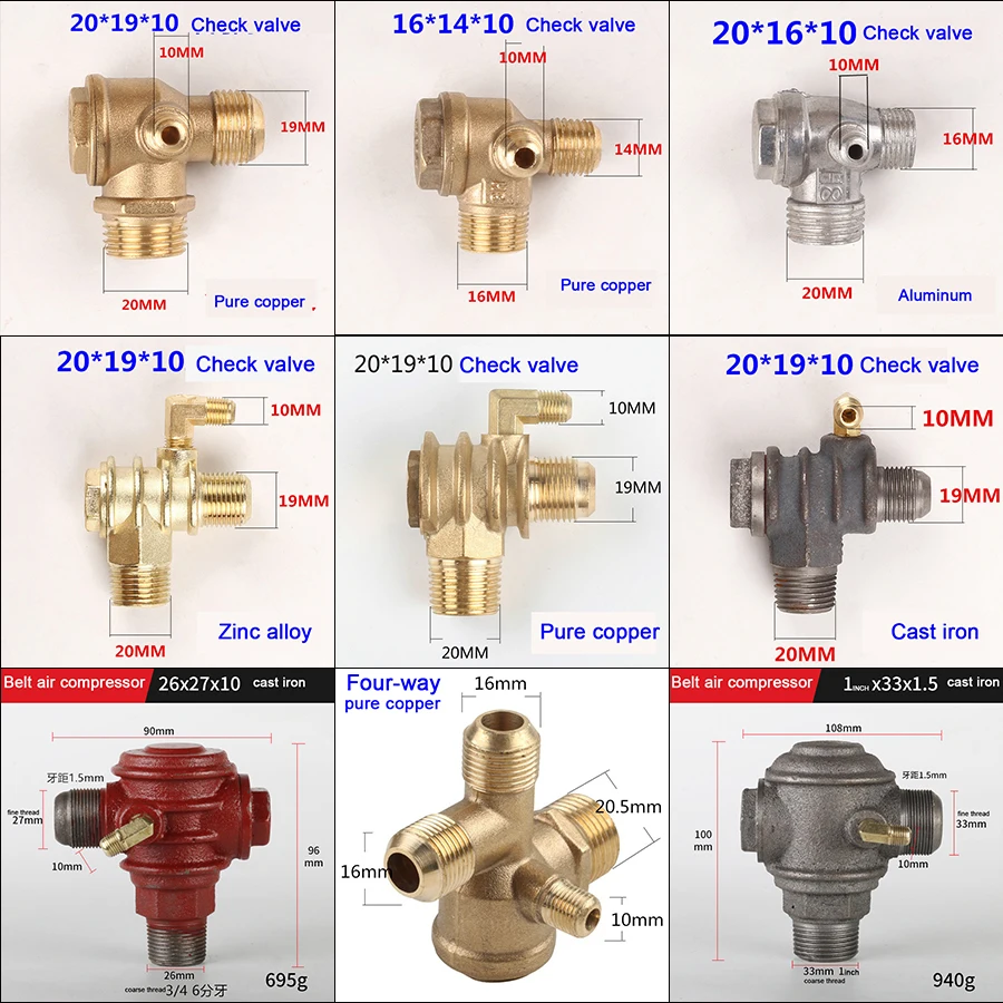 1Pcs 2/3/4 Port Check Valve Brass Internal/Male Thread Return Valve/Check Valve Connector Tool For Air Compressor Solenoid Valve