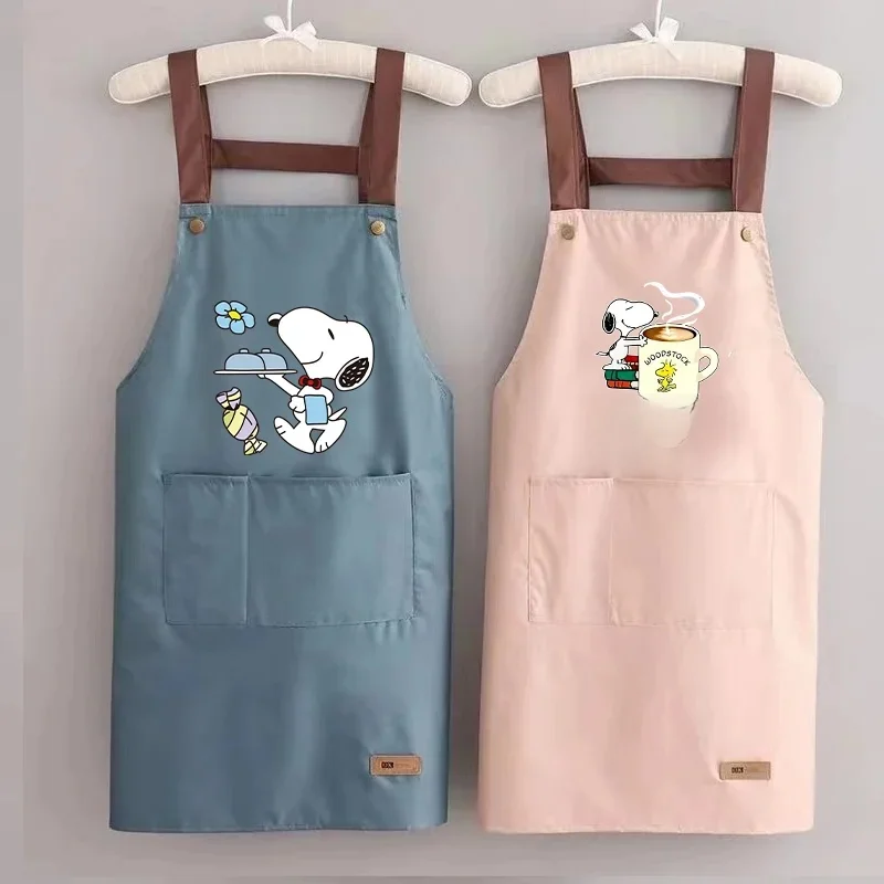 Snoopys tablier de cuisine imperméable dames hommes maison tablier essuyable résistant à l'huile cuisson Barbecue Restaurant café tabliers Kawaii cadeau