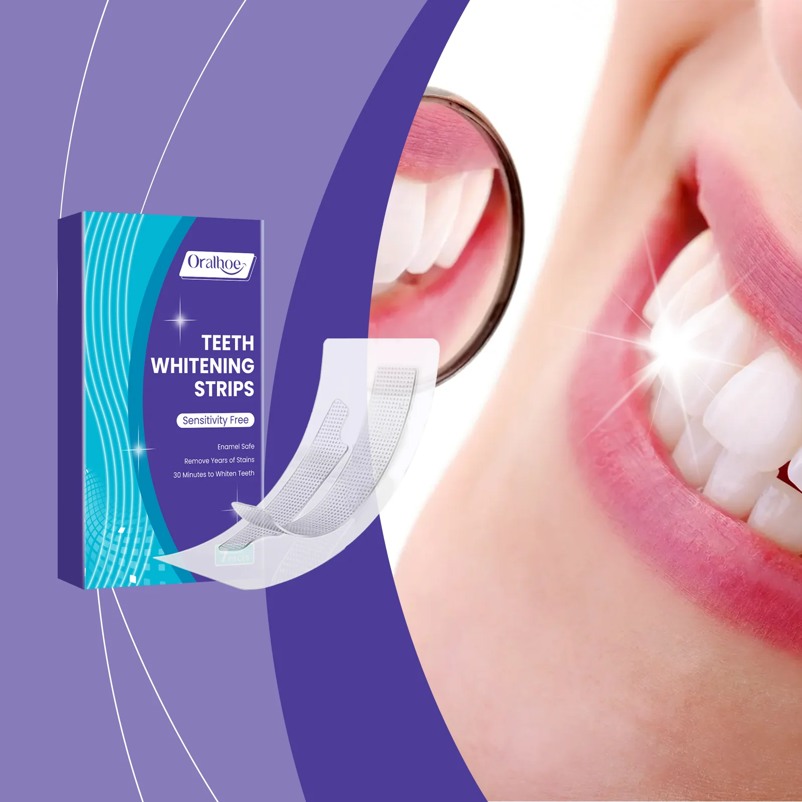 

Oralhoe, 7 шт., полоски для осветления зубов, удаление пятен от чая, кофе, дыма, свежий неприятный запах, гигиена полости рта, наклейки для отбеливания зубов