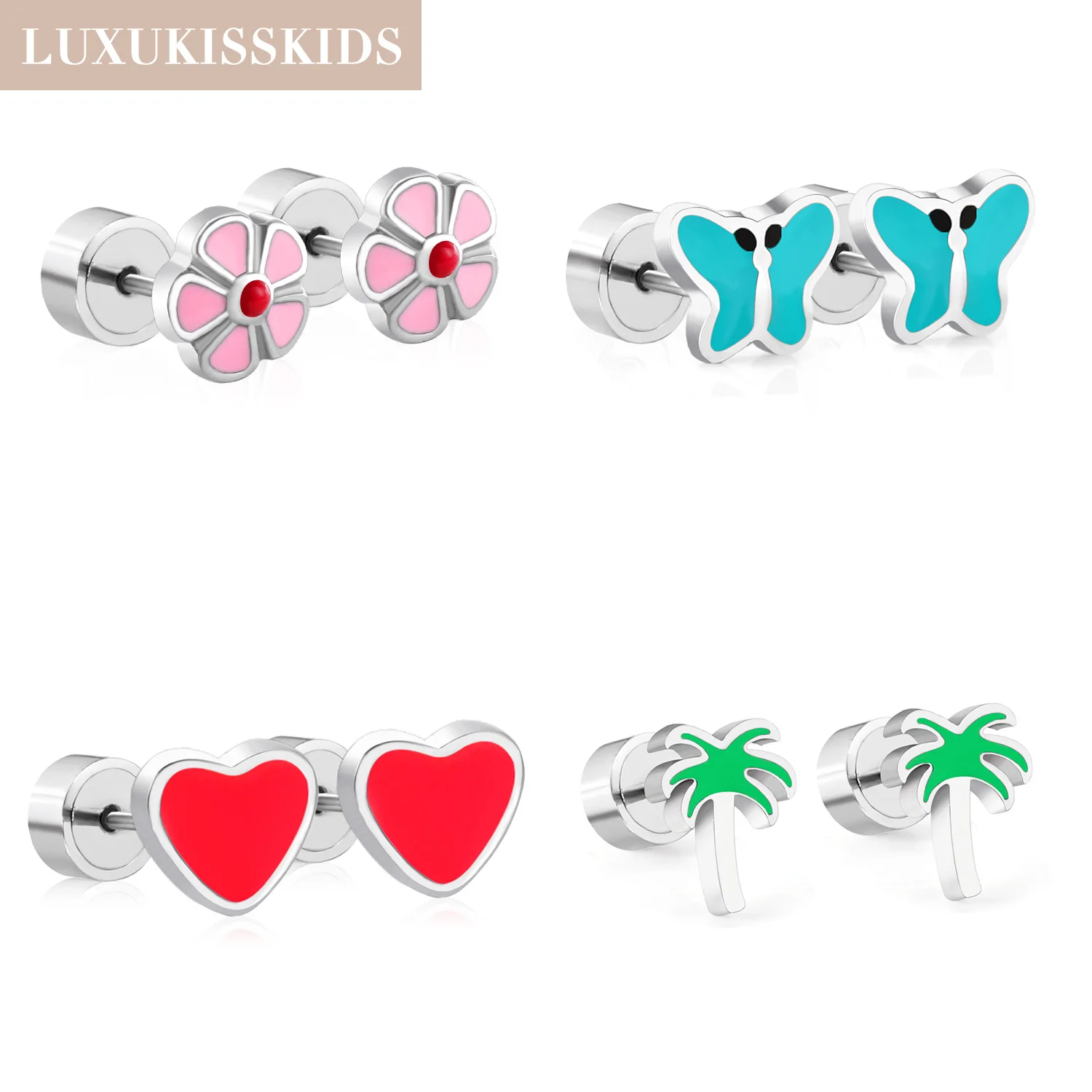 Cute Rainbow Stud Earrings for Girls