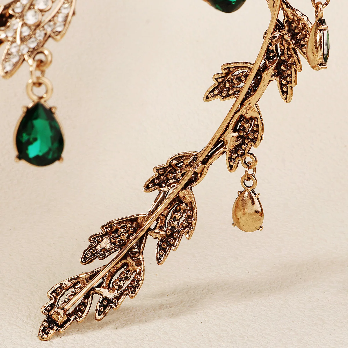 Vintage Medieval Alloy Leaf Headband Baroque Rhinestone Bridal Tiara Crown Fashion Elven/Elf Forehead Chain Hair Accessories image 5