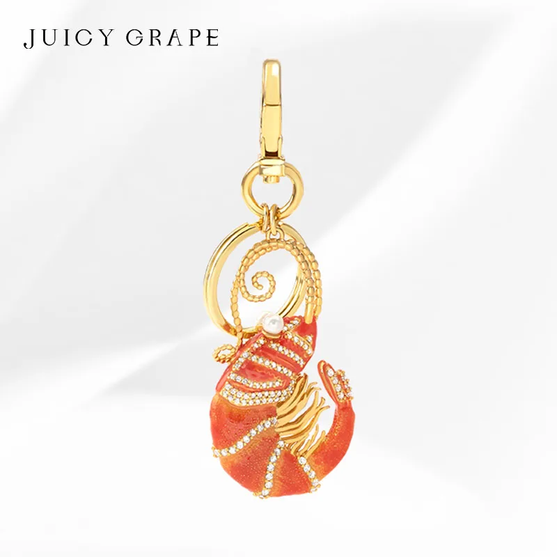 

Juicy Grape Enamel Pendant 18K Gold Plating Lobster Shrimp Keychain Simulation Handmade Bag Pendant Trendy Charms Jewelry Making