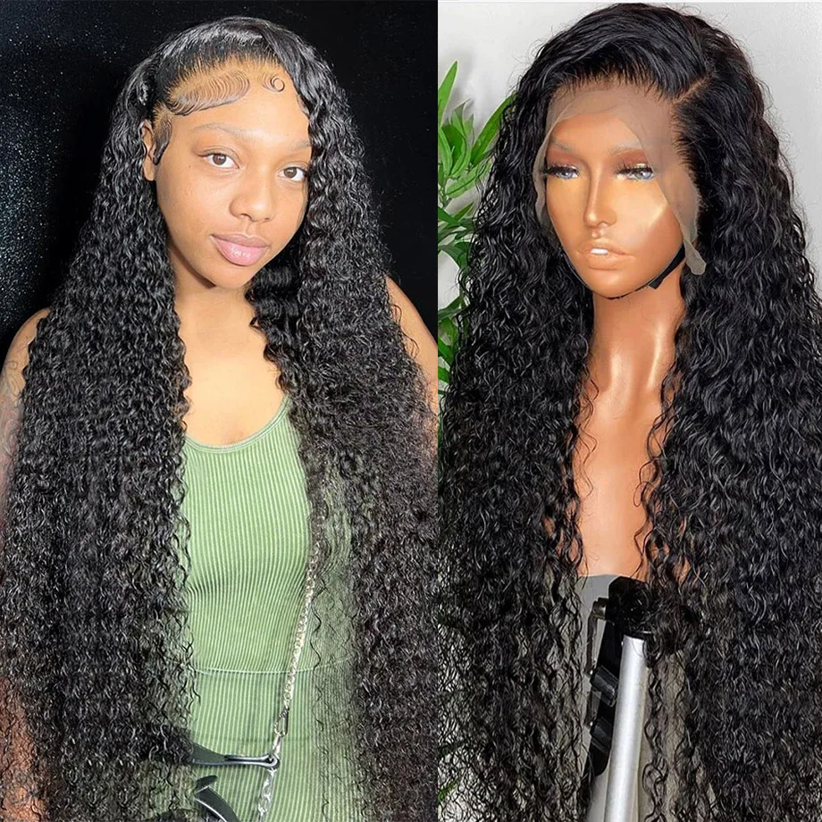 

Brazilian Deep Wave Curly Human Hair Wigs 100% For Women 13x4 Transparent Water Wave Lace Front Wig 13x6 Lace Frontal Wig