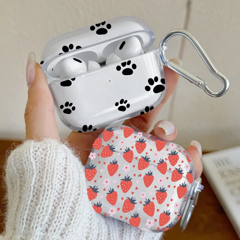 Mignon petite fraise couverture pour Apple AirPods 4 étui pour écouteurs pour Airpods Pro2 Pro 3 2 1 housse de protection avec porte-clés