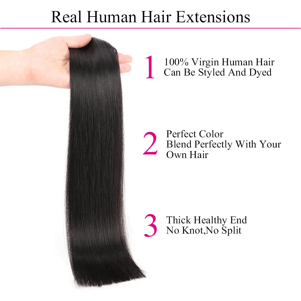 Clip In Human Hair Extensions Natuurlijk Zwart 100% Remy Menselijk Haar Onzichtbaar Echt Menselijk Haar Clip In Extensions Voor Vrouwen Meisjes