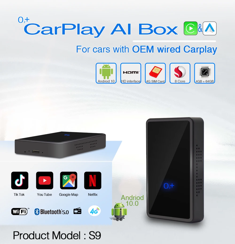 2022 Newest Carplay Ai Box For Ford Focus Mondeo Chevrolet Cruze Captiva Player Android 10.0 System Wireless Link Netflix