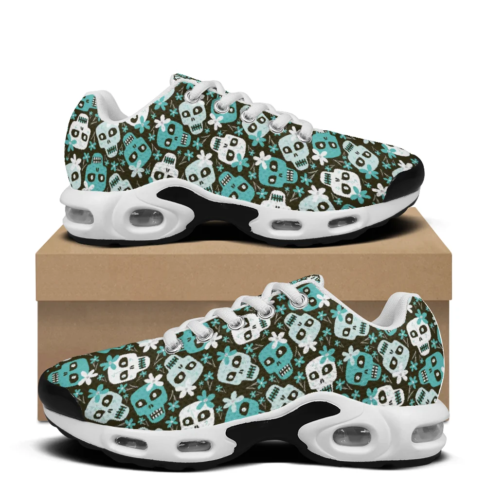 

Green skull print casual air-cushioned shoes breathable mesh upper athletic sneakers for man and woman sport shoes