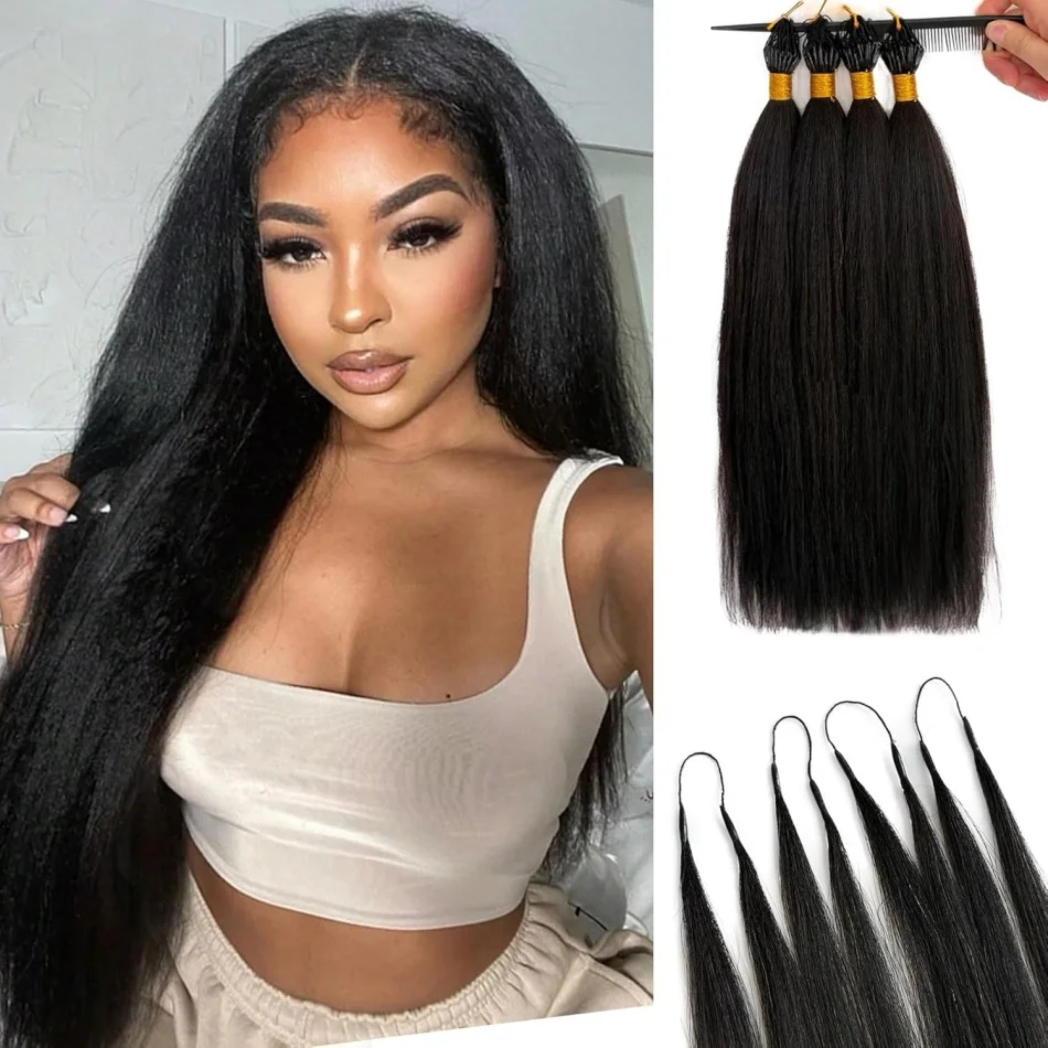 

60g Crochet Braids Feather Crochet Human Hair Bone Straight Pre Separated Knotless Crochet Human Hair Extensions For Braiding