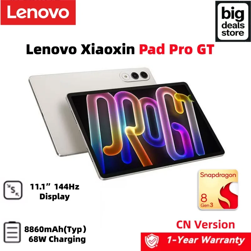 New Lenovo Xiaoxin Pad Pro GT 11.1" 144Hz 3.2K LCD Display Screen Snapdragon 8 Gen 3 68W Charging 8860mAh 13MP Android WIFI