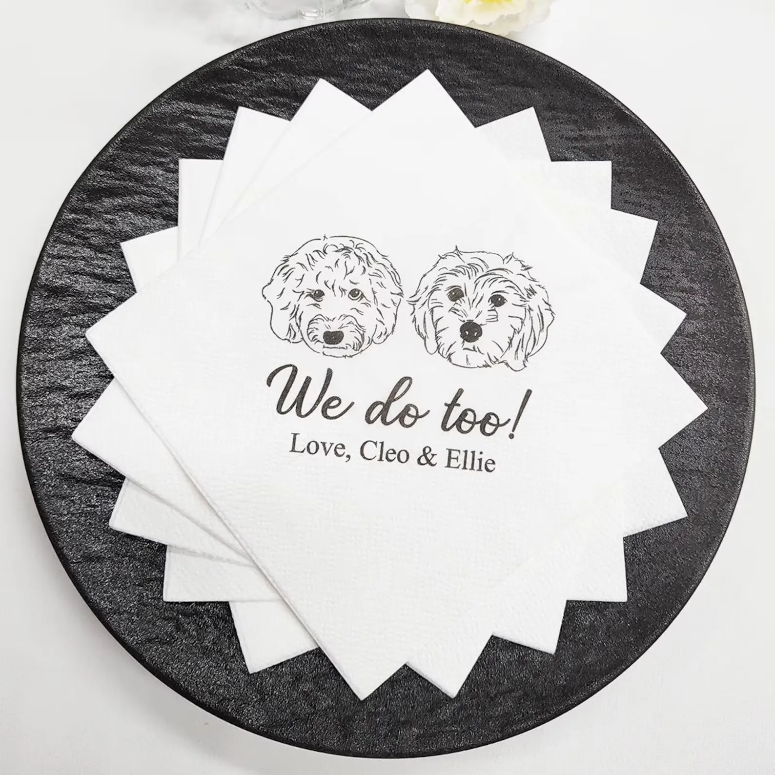 50pcs Custom Pet Cocktail Napkins, Custom Pet Portrait Wedding Napkins, Dog Wedding Napkins, Custom Cat Cocktail Napkins, Custom