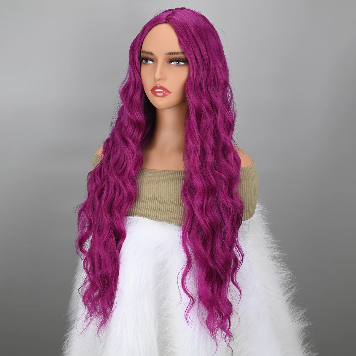 Perruques Synthétiques sulfOndulées pour Femme, Perruques de Coiffure, Violet Moyen, Fibre Ultraviolette Résistante à la Chaleur, Cosplay