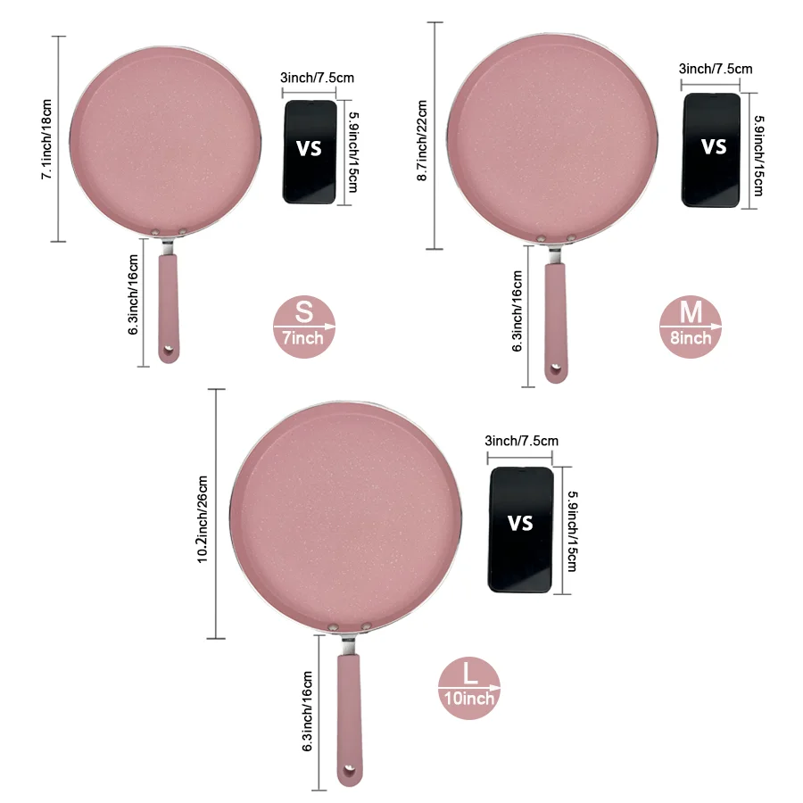 Pink Non-stick Frying Pan Set 6
