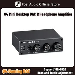 Fosi Audio Q4 Mini Stereo USB Gaming DAC & Headphone Amplifier Audio Converter Adapter for Home/Desktop Powered/Active Speakers
