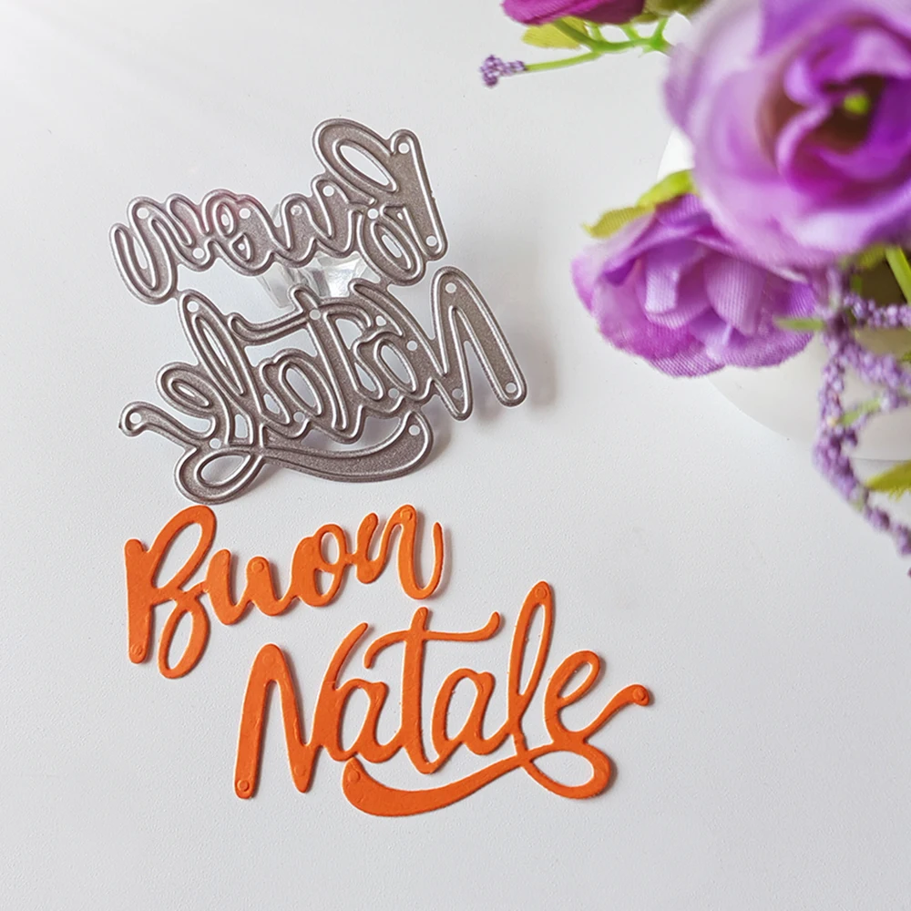 Wesołych świąt w języku włoskim wykrojniki scrapbooking dekoracyjna tłoczona dekoracja albumu fotograficznego tworzenie kartek DIY rzemiosło