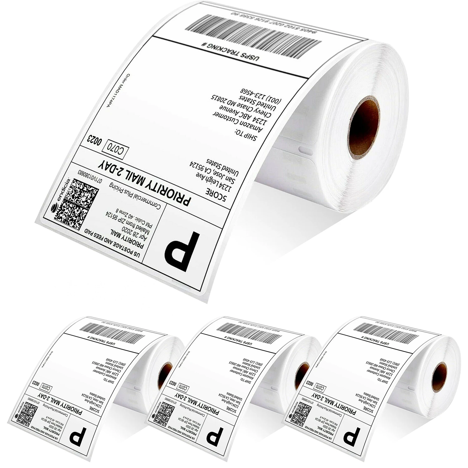 

5 Core 4x6 Direct Thermal Shipping Labels, 1 Rolls 250 Labels per Roll, Perforated, Mailing Postage Shipping Label CompatDTL 4PK