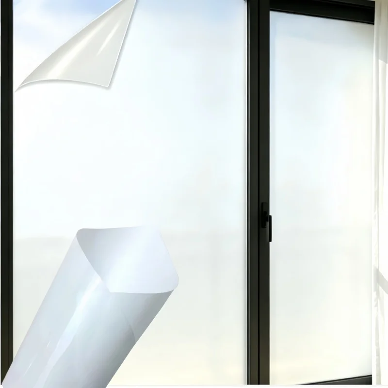 Fenster-Sichtschutzfolie Nicht-Klebend Weiße Glasfensterfolie Statisch Haftende Wärmeblockierende Aufkleber für Zuhause