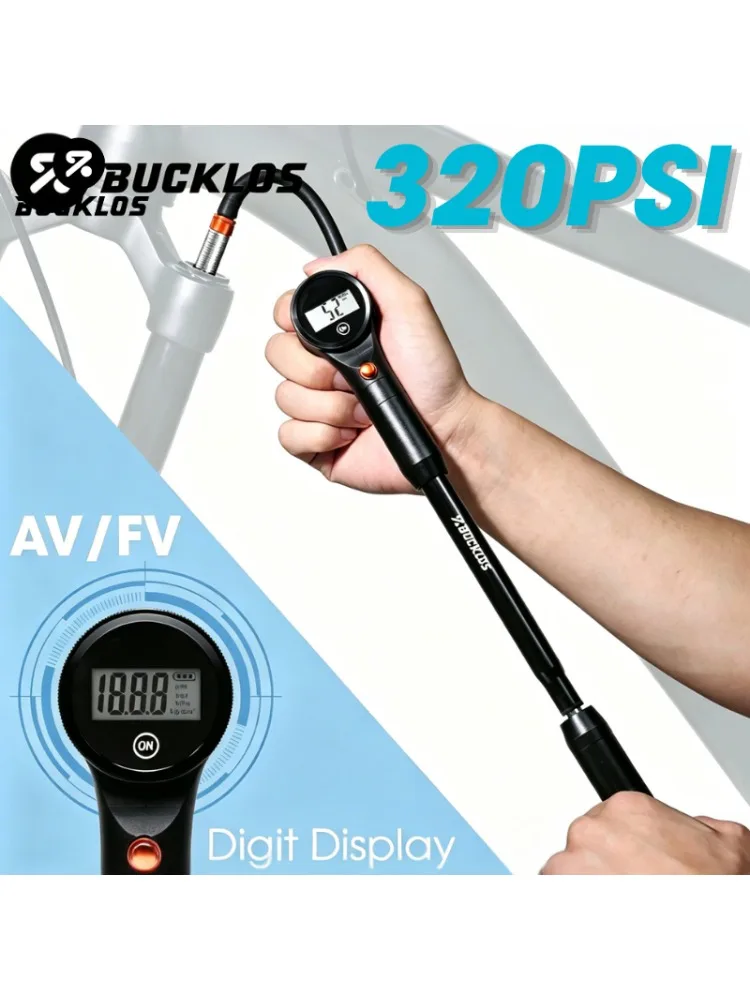 AliExpress BUCKLOS Bicycle Pump 320PSI Max Bike Manual Air Fork Rear Shock Inflator Pump Portable AV/FV MTB Road Cycling Tire Hand Air Pump