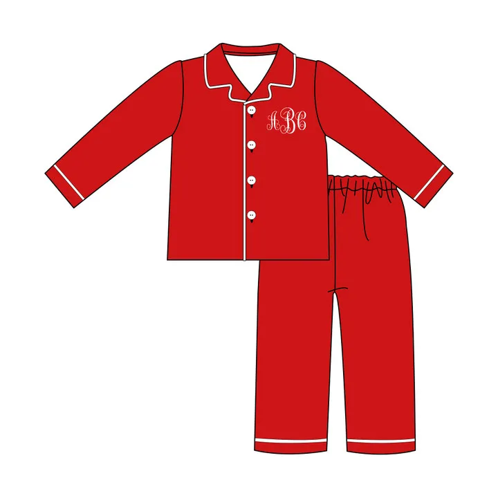 2024 Boutique Ropa Girl And Baby Boy New Cotton Customizable Name Styles Presale Models Pajamas Romper Boys Sets Red Clothes