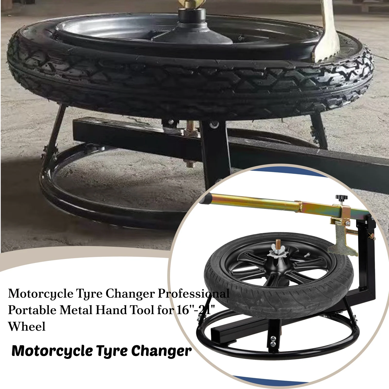 

Профессиональный портативный металлический ручной инструмент для смены мотоциклетных шин, подставка для шин мотоциклов 16''-21'', регулируемая