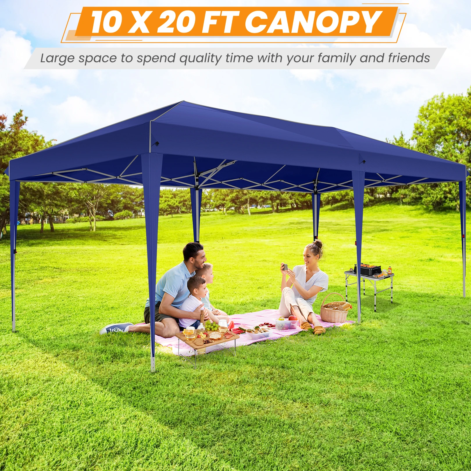 3x6m Pop-up Gazebo Foldable Party Tent with 6 Sidewalls, Easy Assembly for Weddings, Commercial Use, UV50+ Protection Steel Frame