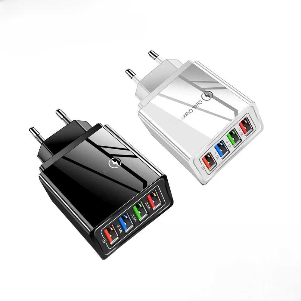 Ładowarka USB 3.1A 4-portowa szybka ładowarka 3.0 do telefonu komórkowego do UE/USA iPhone Samsung Xiaomi Ładowarka ścienna do telefonu komórkowego — 2