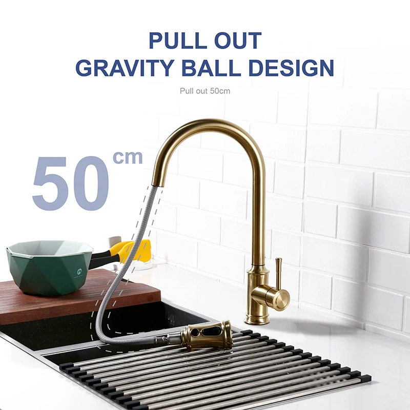 Touch Sensor Kitchen Faucet Smart Control Mixer Tap Pull Out Sprayer Single Handle Hot Cold Deck Mount Water Tap