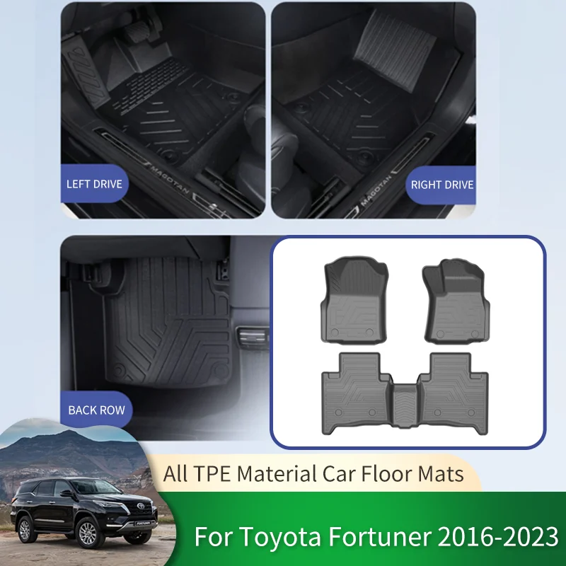 RHD Car Waterproof Non-slip Floor Mats Full Surround Protective Liner Foot Pads Carpet for Toyota Fortuner SW4 AN150 2016~2023