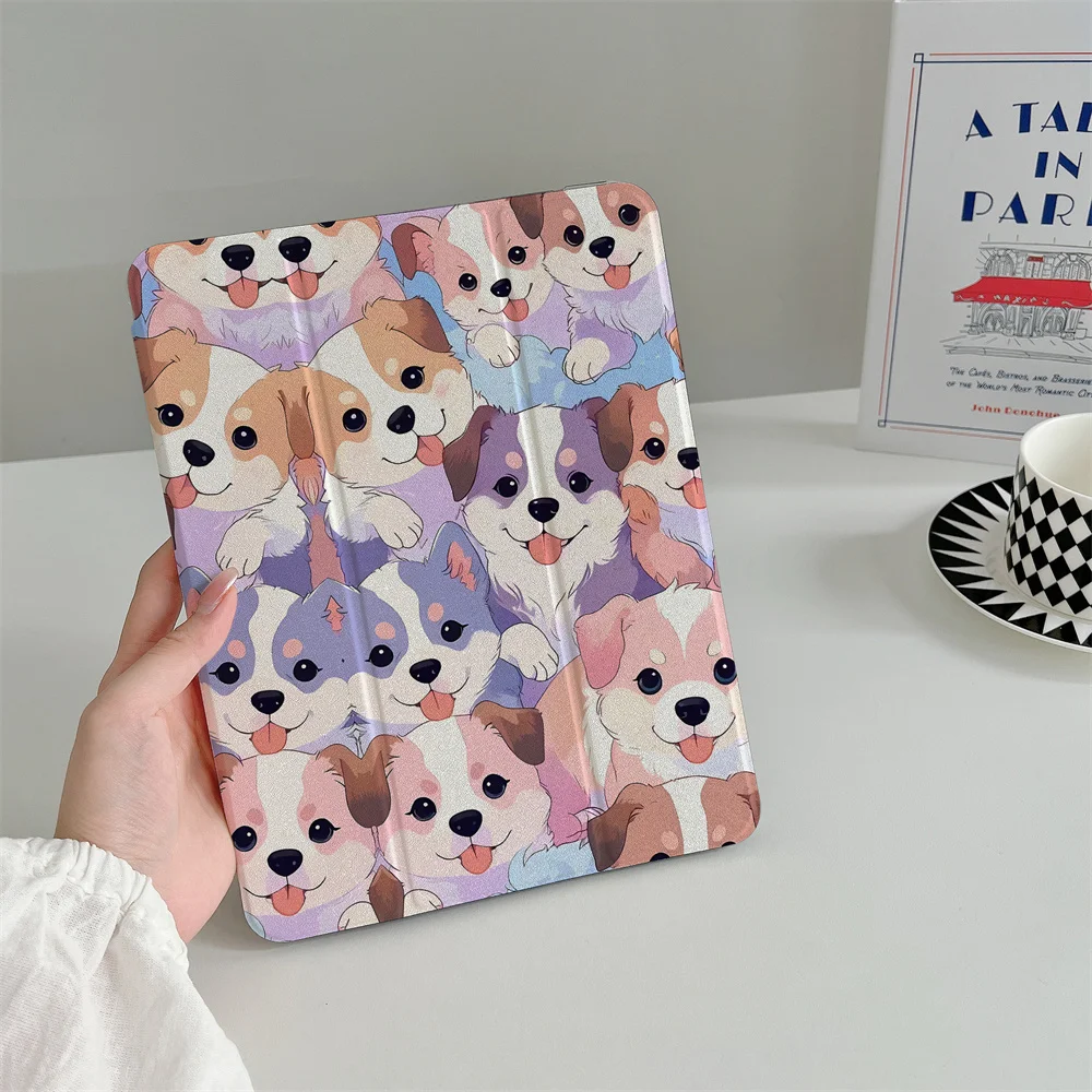 

Cute cartoon puppy suitable for iPad A16 2024 11 inch 2025 Air 5/4 10.9-inch iPad 10 9.7 10.2/10.5 Mini 6/5 with pen slot