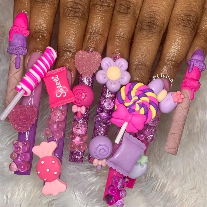 Accessoires multi-formes Kawaii pour Nail Art, breloques, bonbons sucrés, ours gommeux, sucette en résine, strass pour Nail Art, pièces de décoration, 20 pièces