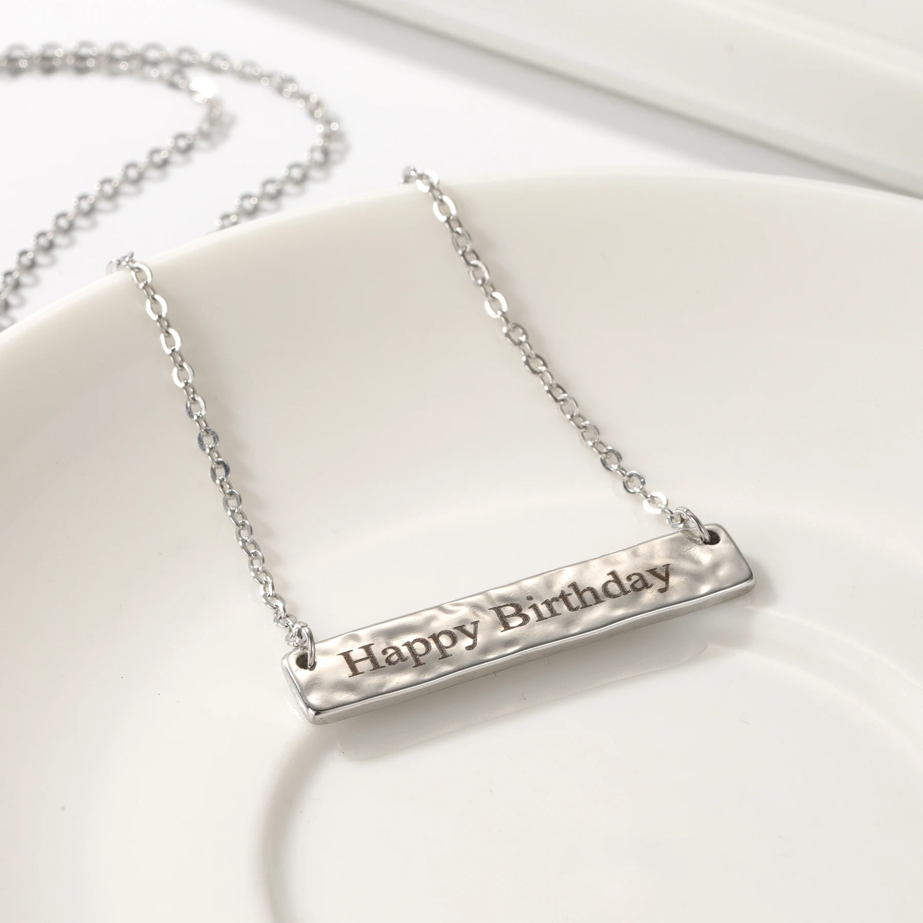 Custom Name Irregular Horizontal Bar Necklace Personalized High Quality Stainless Steel Designer Women's Necklace Gift for Her