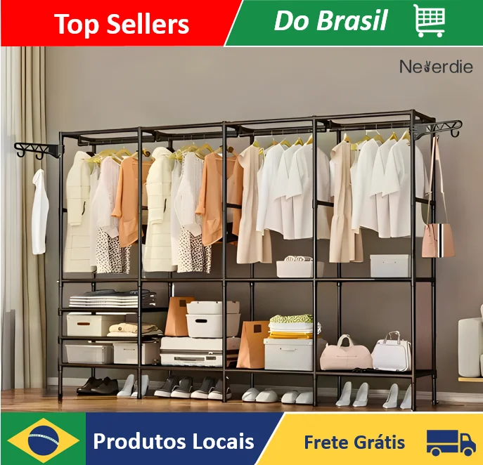 Armario, armario, colgador portátil para ropa, organizador poco profundo, gabinete multiusos, 4 particiones, tienda de malezas