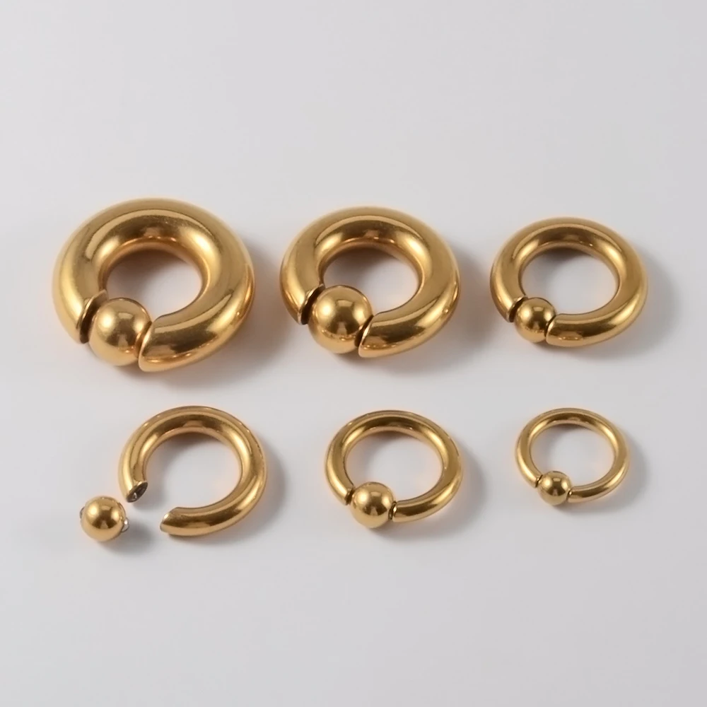 1PC Stainless Steel Large Size Captive Bead Ring Big Gauge Hoop Earrings Nose Ring Ear Weights Earring Piercing 8G-00G