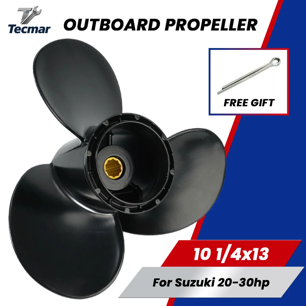 For Suzuki Outboard Propeller 20hp 25hp 30hp 10 1/4x13 Boat Motor Aluminum Alloy Screw 3 Blade 10 Spline 58100-96490-019