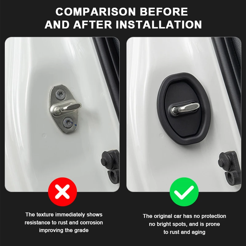 SEAMETAL 4Pcs Car Door Latch Cover Silicone Gel Door Groove Protection Cover Anti-Collision Cushion Shock Absorbing Buffer Mat